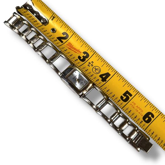 Seiko Stainless Steel Watch Womens Rectangle Case Chainlink Bracelet Quartz RUNS - Picture 7 of 7